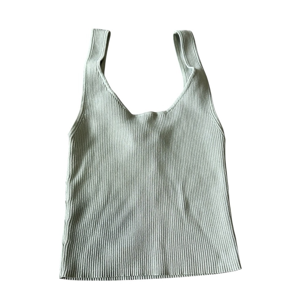 Zara Light Sage Green Ribbed Tank Top